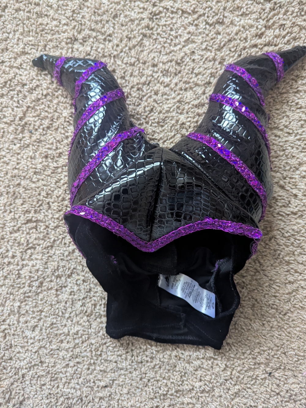 Disney Store Maleficent Horns Headpiece Hat - Black Purple Glitter - One Size